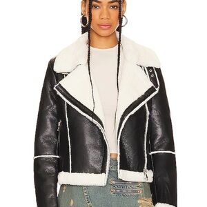 Elegant Black and White Leather Jacket